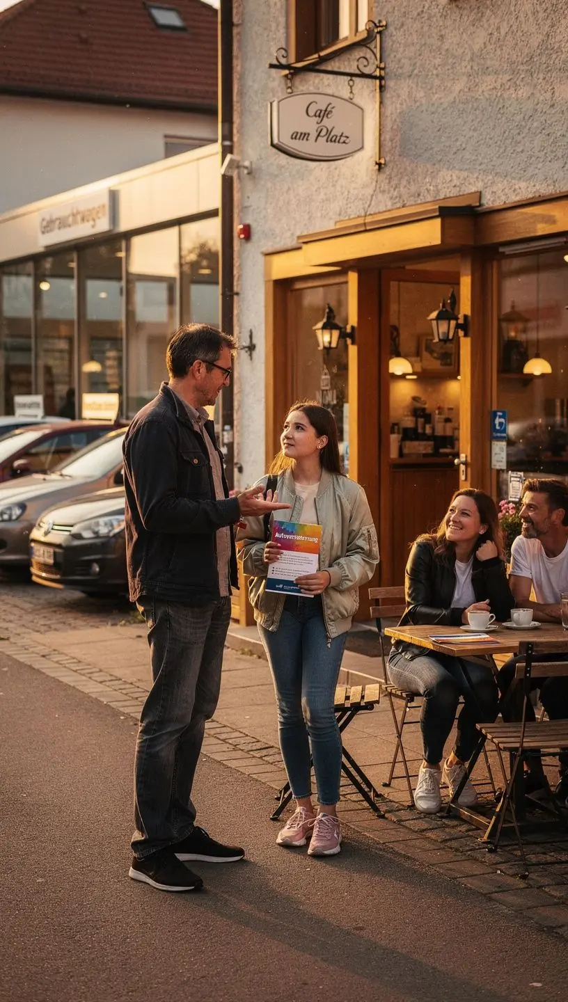 Ein Computerbildschirm zeigt eine Online-Plattform zur Auswahl und Anpassung von Kfz-Versicherungen für Gebrauchtwagen.